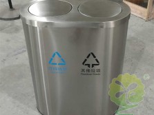 室內商用帶蓋兩連體不銹鋼分類垃圾桶